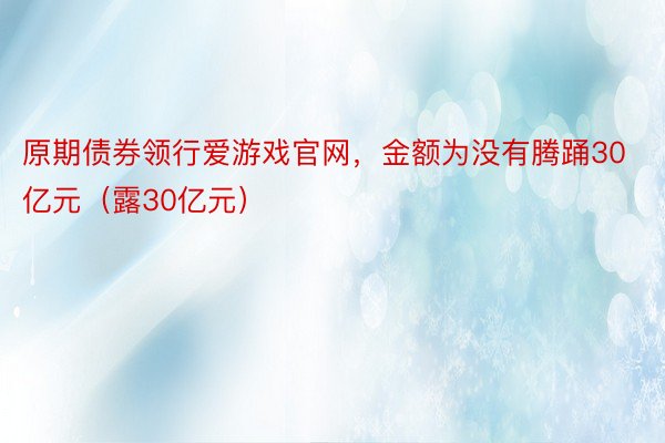 原期债券领行爱游戏官网，金额为没有腾踊30亿元（露30亿元）